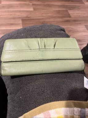 Coach Light Green Leather Fold Wallet